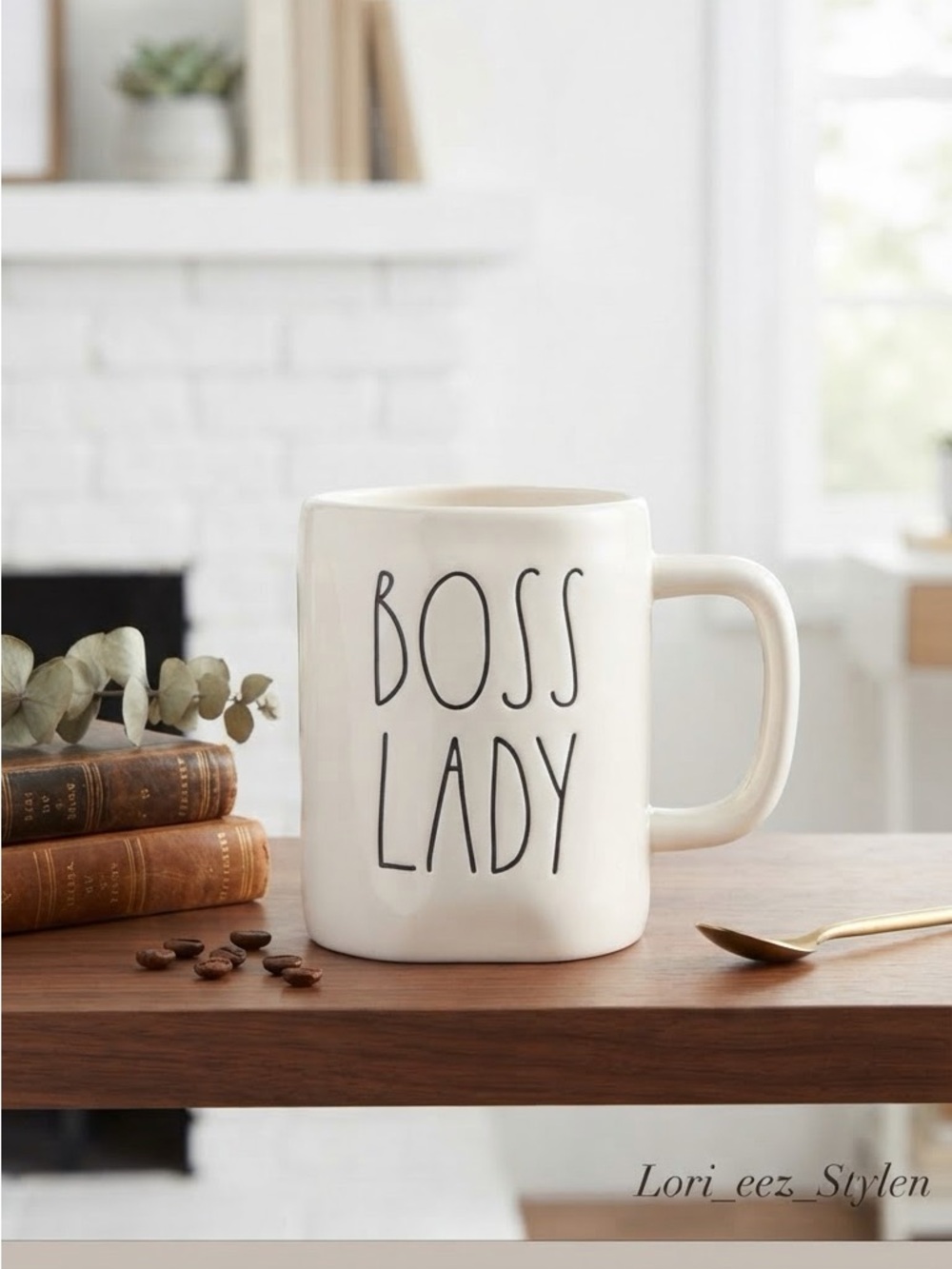Rae Dunn Boss Lady Mug - White with Black Lettering